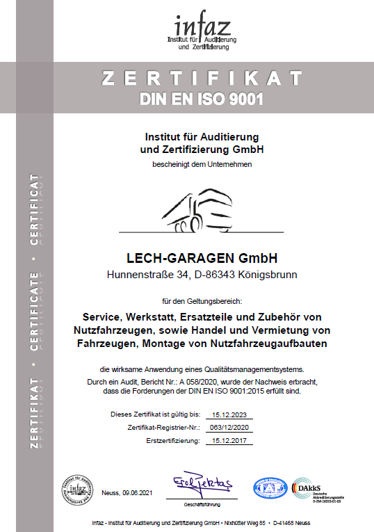 Lech-Garagen Zertifikat_ISO 9001-Lech Garagen GmbH